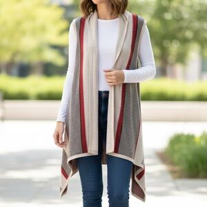 Women's Striped Open Front Sweater Vest